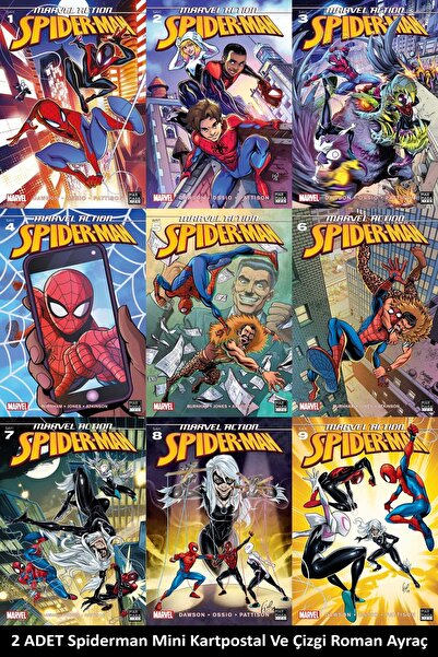 Marmara Çizgi Yayınları Marvel Action Spiderman (1-9) Çizgi Roman Türkçe | Sp...