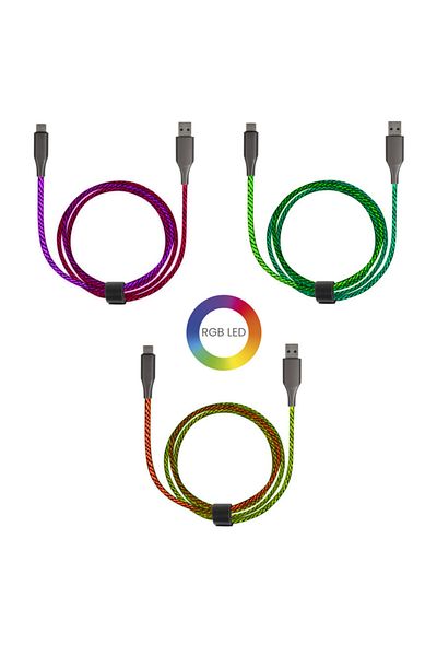 LİVOO Cablu Livoo TEA298, USB A la USB C, 1M, încărcare rapidă, 15W, lumină RGB, capete din aluminiu