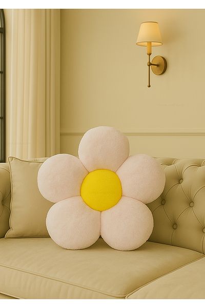 Plush Soft Decorative Daisy Throw Pillow - Pillow - Imported - Toscano Fabric -