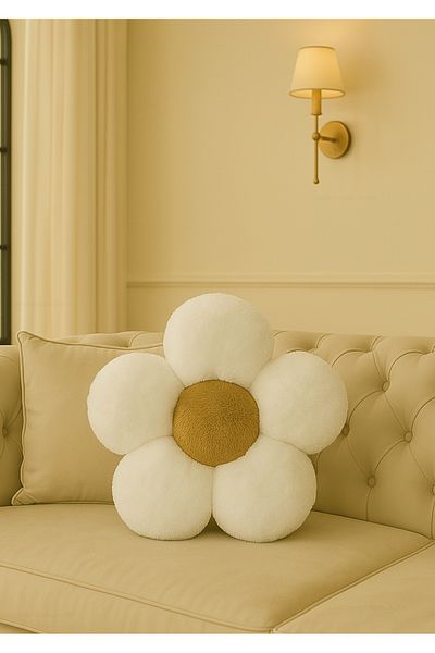 Plush Soft Decorative Daisy Throw Pillow - Pillow - Imported - Toscano Fabric -