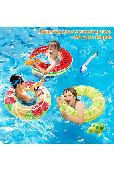 Little Trends Fruit-Themed Inflatable Swim Rings – Set of 3 Kids Inflatable Swimming Ring Pool Float