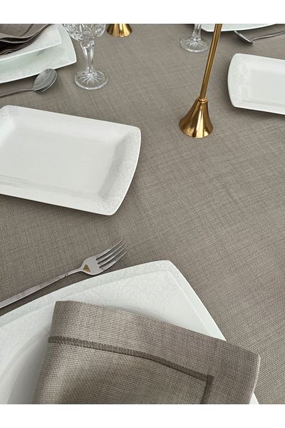Zeren Home Λεπτομερής περιτύλιγμα Piko Πολυεστερική λινό χαρτοπετσέτα παρουσίασης 40 x 40 - 6 τεμάχια πέτρας