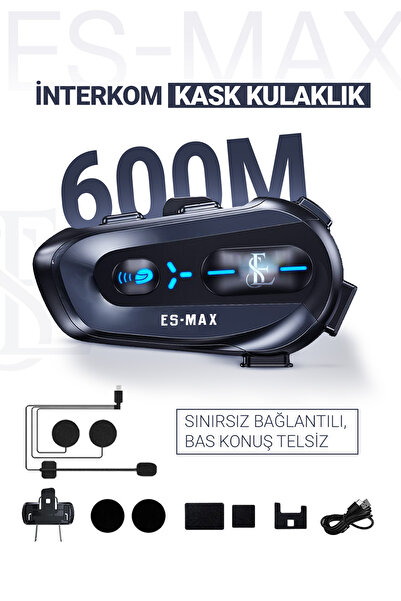 EN SİGA Sınırsız Bağlantılı Mega 600m Bas Konuş Telsiz Intercoom Ipx6 Su Geçirmez Motorcu Kask Kulaklık