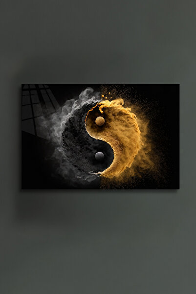 glassartdesign Ying Yang Pictură pe sticlă irezistibilă Pictură modernă Pictură pentru salon Pictură abstractă