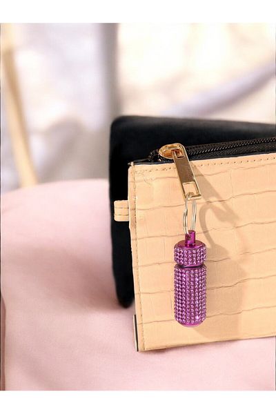 Fivy Tiny Storage Box with Glitter Stone Detail, Pill Box Keychain, Charm