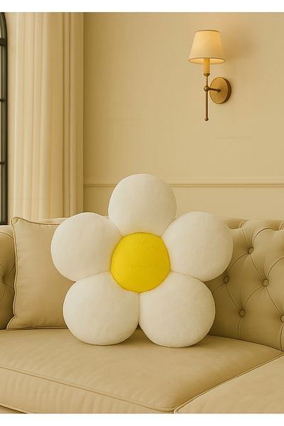 Plush Soft Decorative Daisy Throw Pillow - Pillow - Imported - Toscano Fabric -