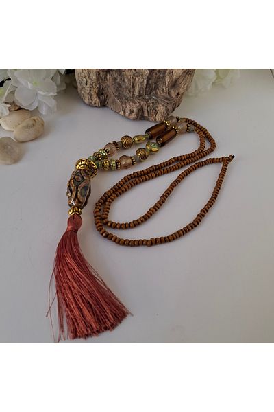 azra takı tasarım Handmade authentic, bohemian ceramic,lav stone,indian glass,zamak plated,wooden long women's necklace
