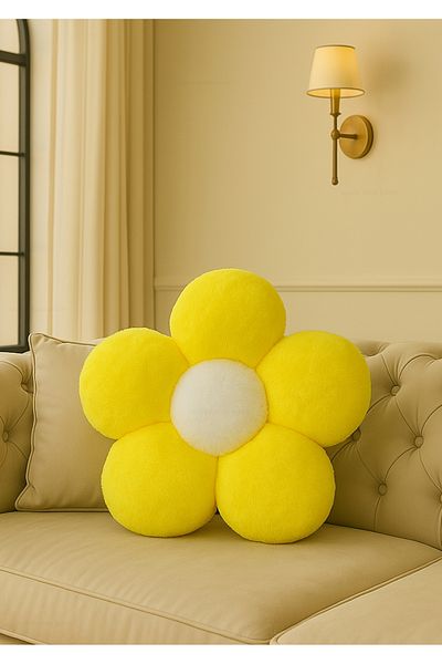 Plush Soft Decorative Daisy Throw Pillow - Pillow - Imported - Toscano Fabric -