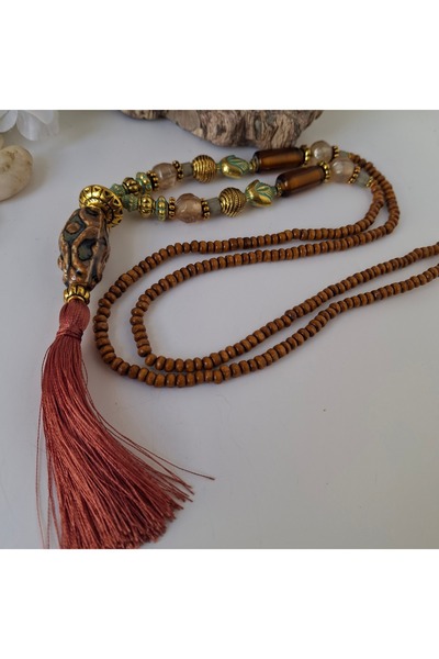 azra takı tasarım Handmade authentic, bohemian ceramic,lav stone,indian glass,zamak plated,wooden long women's necklace
