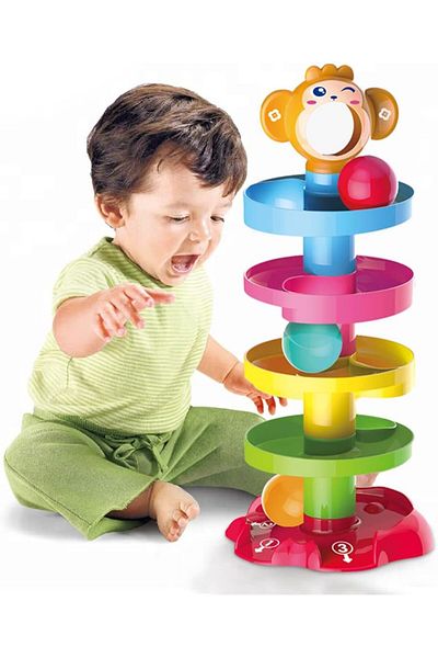 Other Rotating Ball Drop Tower Toy – Early Educational Gift for Boys & Girls Ages 1–2, ABS, Multicolor