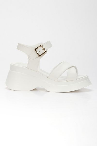 Miss Mitto Women's White Cat-Eye Detailed Wedge Sole Stylish Summer Shoes