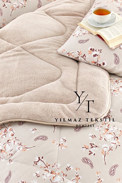 Home Double Welsoft Comforter Sleep Set Beige Ethnic | With Fitted Sheet | Dowry Set | Dowry Set