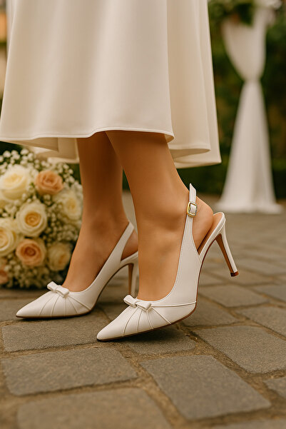 Mariolucci Kadın Topuklu Ayakkabı Stiletto Beyaz Deri