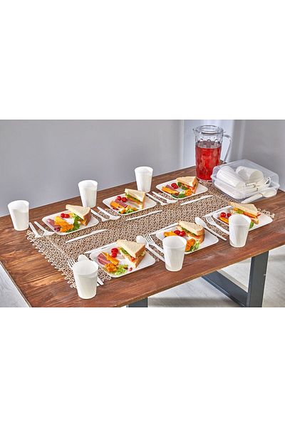 ASlife Home طقم نزهة مكون من 32 قطعة، 6 أطباق، 6 ملاعق، 6 شوك، 6 سكاكين، 6 أكواب