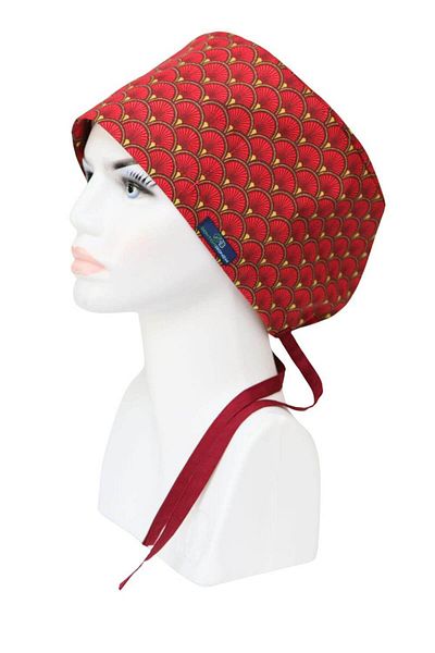 doktorbonem Red Fan - Standard Size Surgical Cap, Doctor Nurse Healthcare Hospital Cap