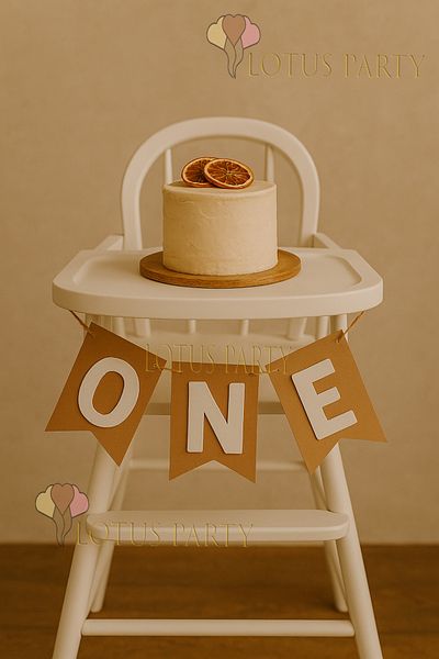LOTUS PARTY Retro One Birthday Set - 1 Year Old Pintrest Set with Ribbon