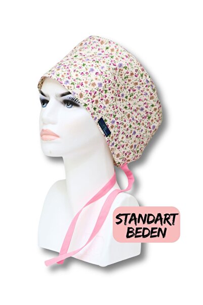 doktorbonem Standart Krem Çıtır Çiçek Desenli Cerrahi Bone Doktor Hemşire Sağ...