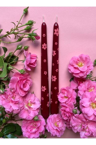 YABA 2 ADET ÇİÇEK DESENLİ MUM