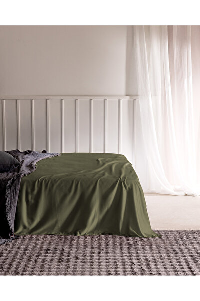 Madame Coco Ciel King Size 100% Cotton Elasticless Satin Bed Sheet - Khaki