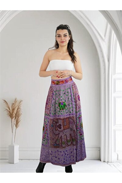 Miss Boheme Mor İşlemeli Uzun Etek