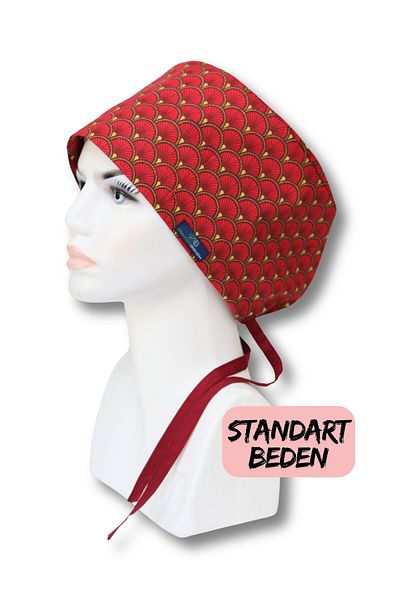 doktorbonem Red Fan - Standard Size Surgical Cap, Doctor Nurse Healthcare Hospital Cap