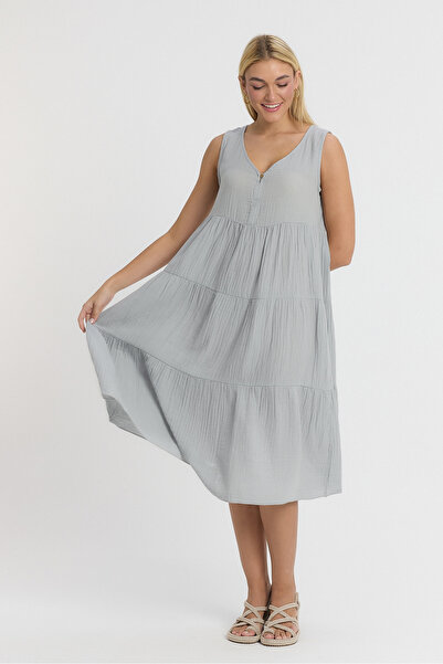 TCT TEKSTİL فستان نسائي - فستان موسلين أفلونيا بومبوم - 3015