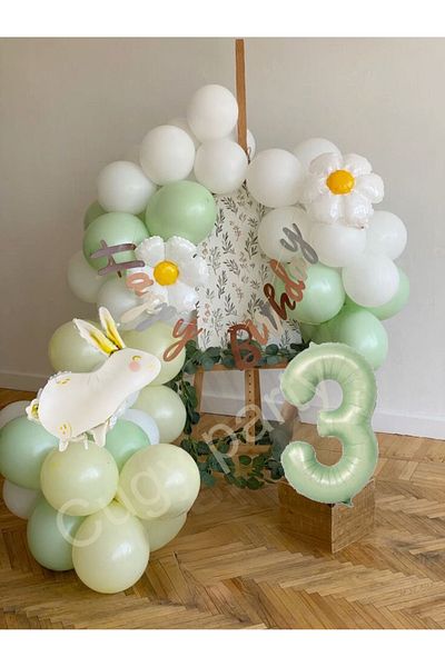 CUGY Girl Boy Child Rabbit Daisy Concept 3 Year Old Birthday Party Celebration Set