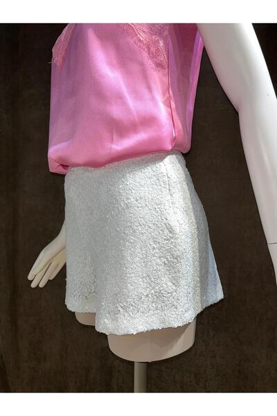 Thil Parlak Pul Payet Astarlı Yan Fermuarlı Şort