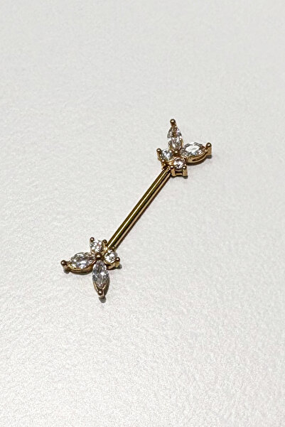 DM AKSESUAR Kelebek Model Taşlı Meme Ucu Nipple Piercing