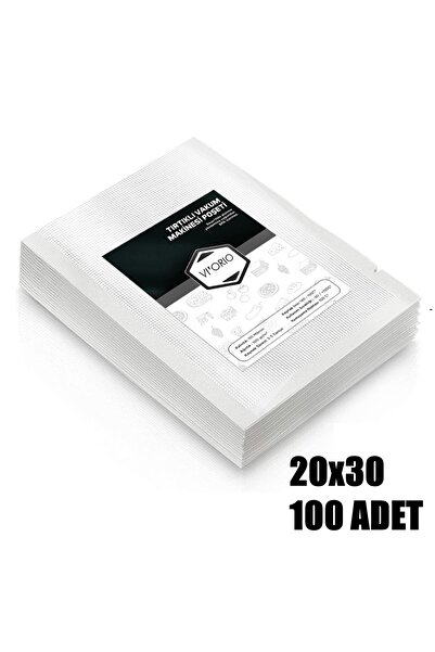 VI'ORIO 20x30 Tırtıklı Vakum Makinesi Poşeti 100 Adet
