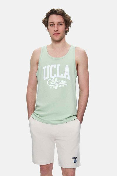 UCLA PEBBLE Duman Yeşili Sıfır Kol Baskılı Tricou Erkek supradimensionat