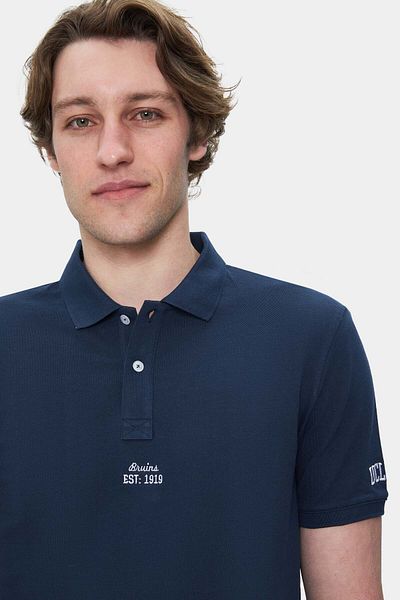 UCLA Tricou pentru bărbați QUINTON, albastru bleumarin, cu guler polo, brodat, cu potrivire standard