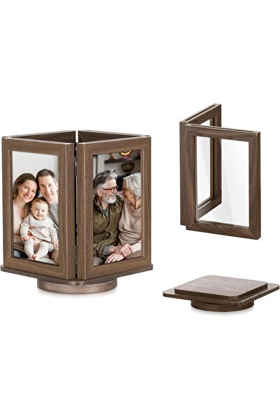 Genel Markalar Dönen Resim Çerçeveleri 15,7 x 10,5 cm Çift Ahşap Fotoğraf Çer...