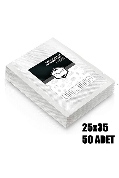VI'ORIO 25x35 Tırtıklı Vakum Makinesi Poşeti 50 Adet
