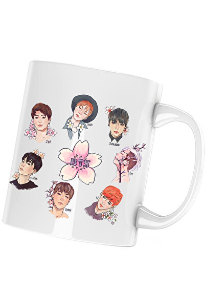 OEM Cana albă personalizată „BTS All Crew Gang Flower”, INOVATIX®. 330 ml