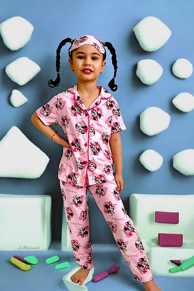 Lolliboomkids Girl's New Season Cute Print Patterned Short Sleeve Pajamas Set 3 Pieces