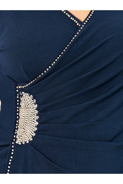 Styli Plus Size Embellished Wrap Look Sheath Midi Dress