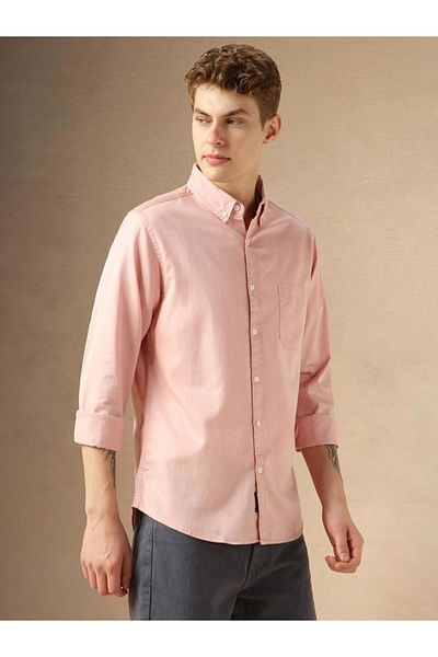 Dennis Lingo By Styli Solid Button-Down Collar Plain Long Sleeve Shirt