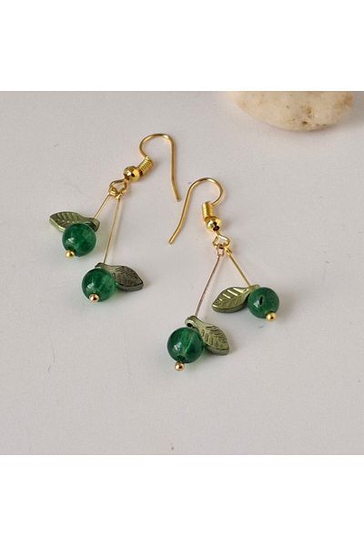azra takı tasarım Handmade Green Woman, Dangle Cherry Earrings