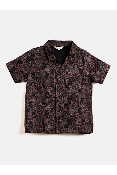 Stylo Bug By Styli Boys Brown Rayon Short Sleeve Shirt and Shorts Set