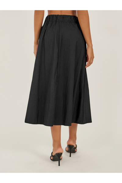 Styli Pleated A-Line Midi Skirt with Elasticated Waistband