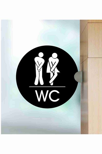 zafrakreklam Wc, Double Direction, Side Mounted Direction Sign 20X20Cm - 5mm Black Plexi Espirili-2