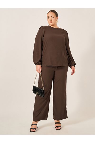 Styli Plus Size Solid Long Sleeve Top