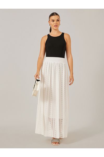 Styli Lace A-Line Maxi Dress with Elasticated Waistband