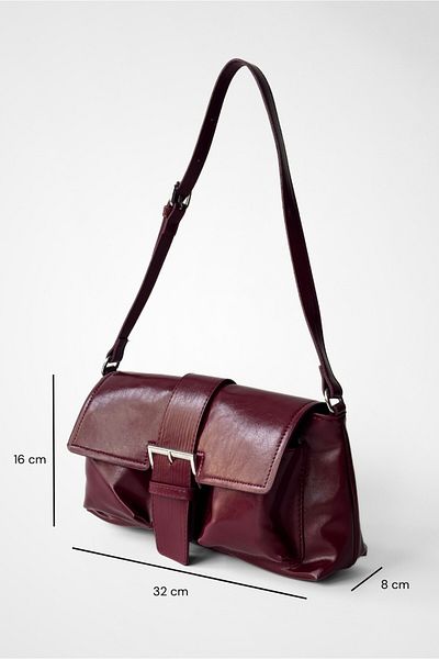 Yuka Atelier Τσάντα ώμου Olinda Vintage Style με λεπτομέρεια από συνθετικό δέρμα