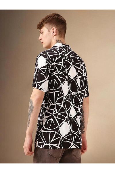 Dennis Lingo By Styli Abstract Print Cuban Collar Shirt