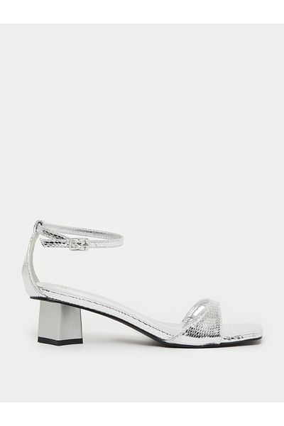 Styli Metallic Block Heel Sandals