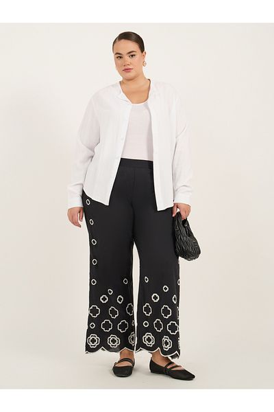Styli Plus Size Embroidered Wide Leg Pants
