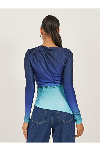 Take Two By Styli Ombre Long Sleeve Ruched Side T-Shirt