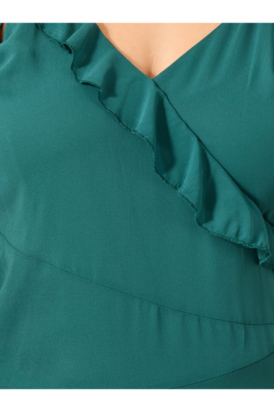 Styli Plus Size Ruffled Wrap Look A-Line Maxi Dress